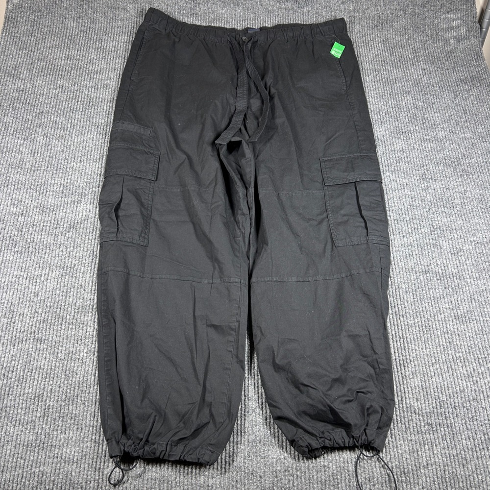 Gap Pants Women's XXL Black Cargo Parachute Elastic Waist Drawstring Hem Cotton